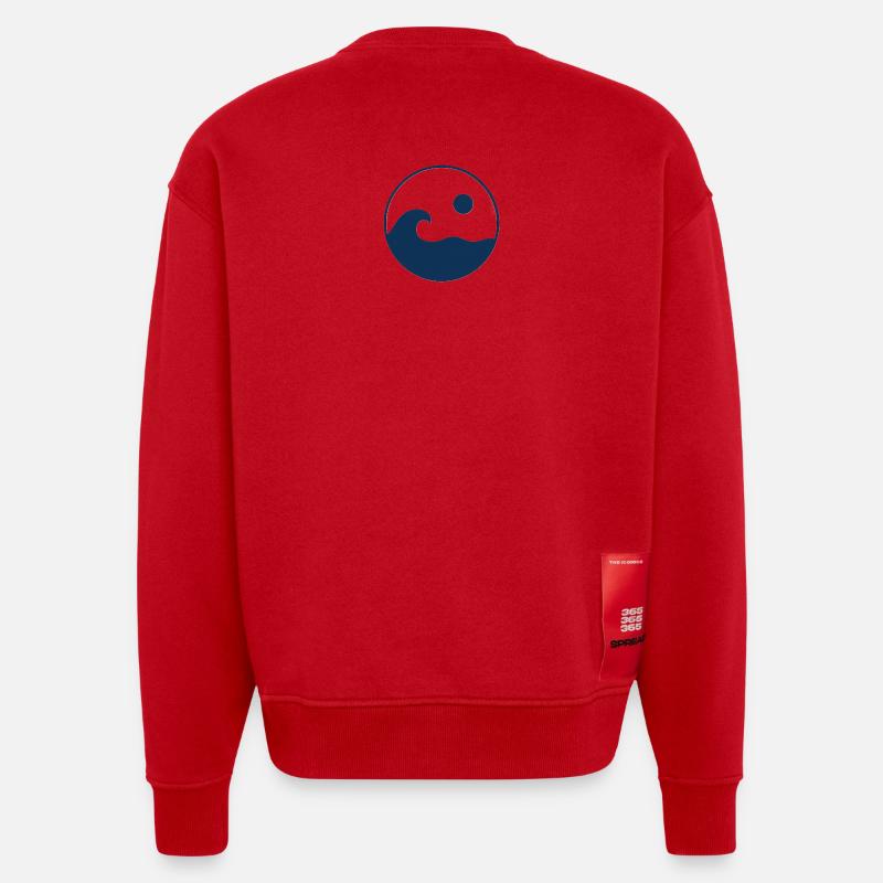 Circle Waves Sun Logo - Sweat bio épais oversize fabriqué en UE - rouge