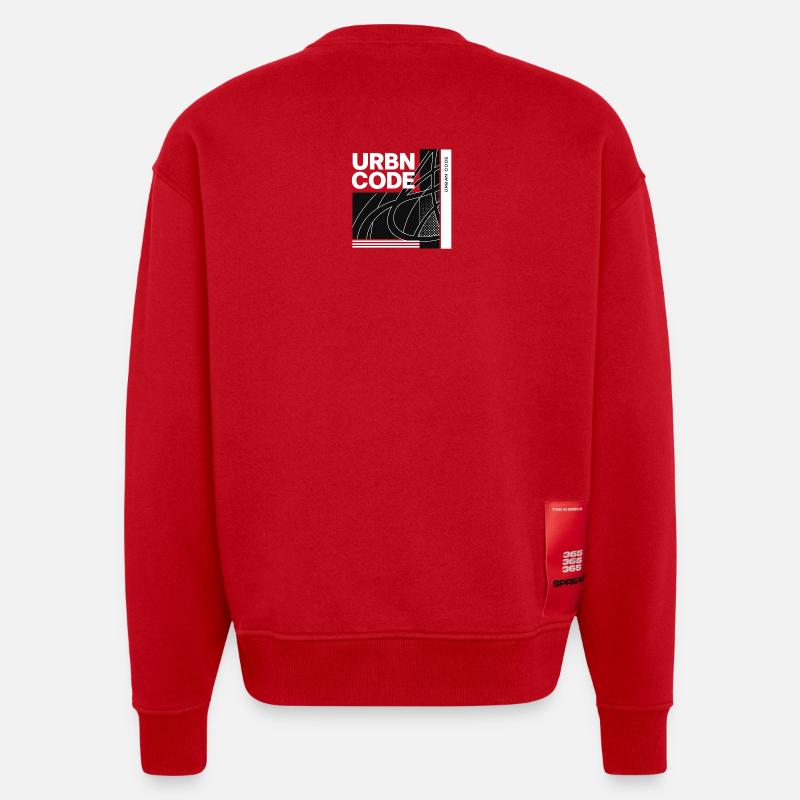 Conception de lignes de code urbain - Sweat bio épais oversize fabriqué en UE - rouge