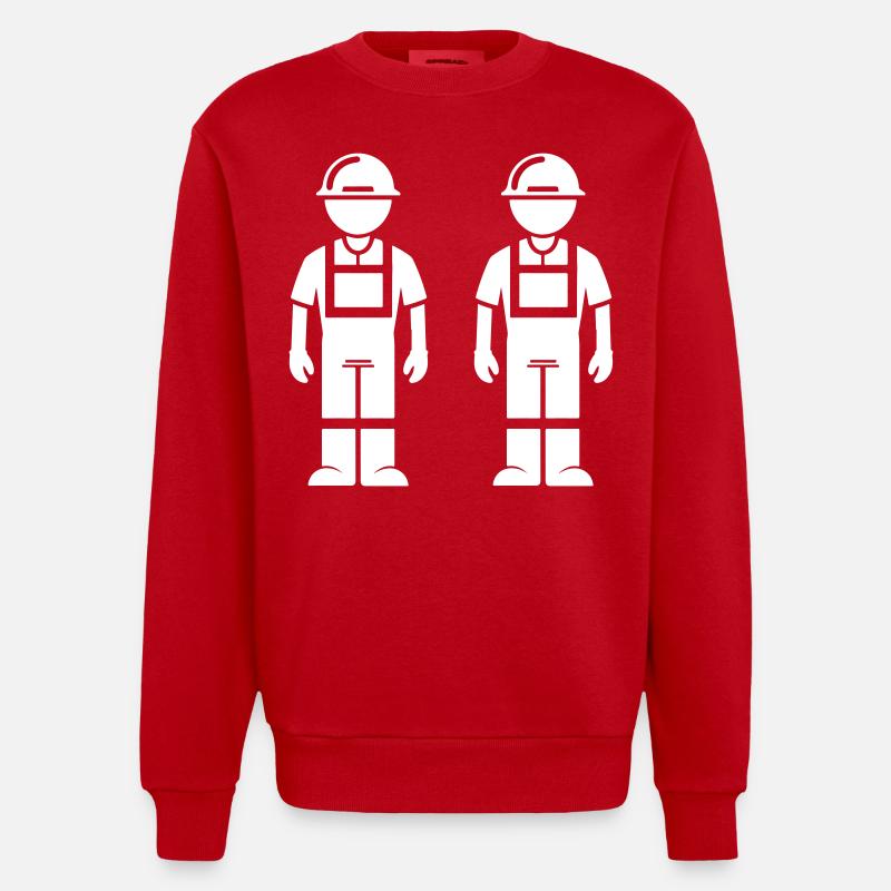 Construction Worker Team - Heavyweight Oversized Organic Crew Neck Made in EU - red