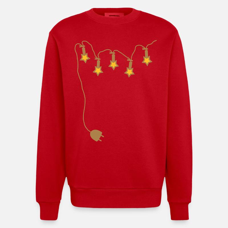 Lichterkette mit Stecker - V2 - Heavyweight Oversized Organic Crew Neck Made in EU - Rot