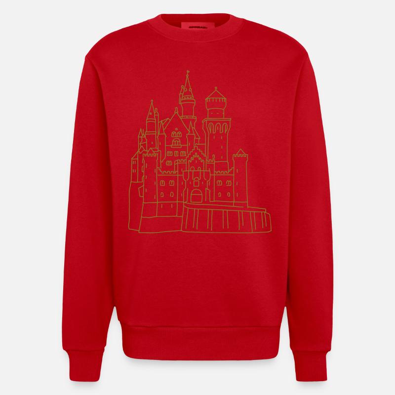 Château de Neuschwanstein - Sweat bio épais oversize fabriqué en UE - rouge
