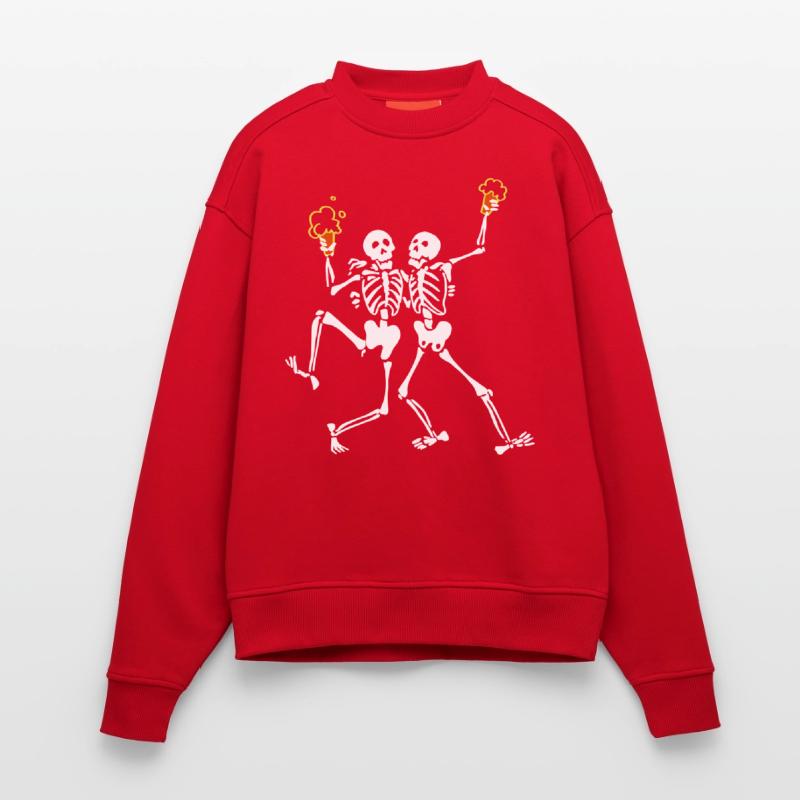 Skeletons doing java Heavyweight Oversized Organic Crew Neck Made in EU