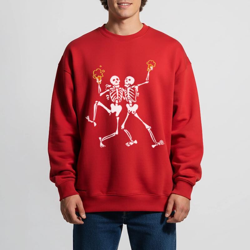 Skeletons doing java Heavyweight Oversized Organic Crew Neck Made in EU