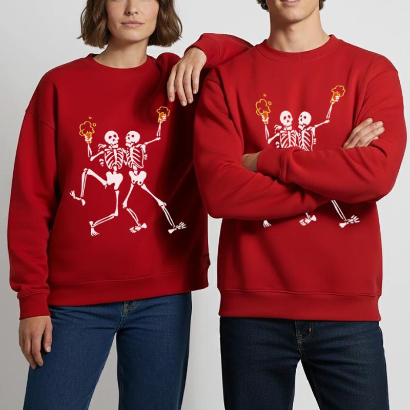 Skeletons doing java Heavyweight Oversized Organic Crew Neck Made in EU