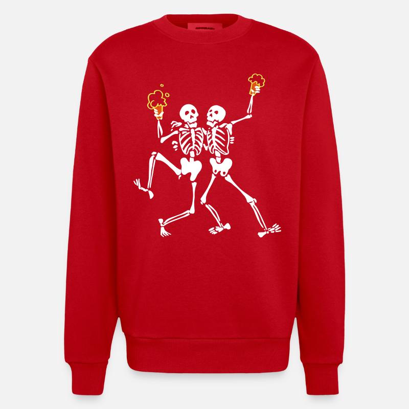 Skeletons doing java - Heavyweight Oversized Organic Crew Neck Made in EU - red