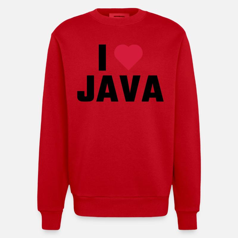 I Love JAVA - Heavyweight Oversized Organic Crew Neck Made in EU - red
