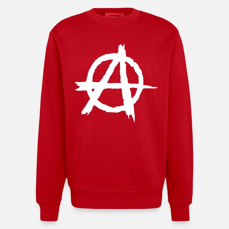 Anarchie Symbol - Heavyweight Oversized Organic Crew Neck Made in EU - Rot