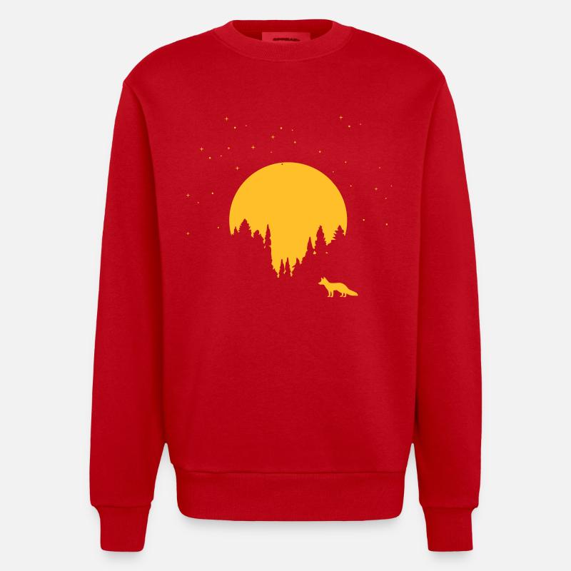 Fox and Moon - Heavyweight Oversized Organic Crew Neck Made in EU - red