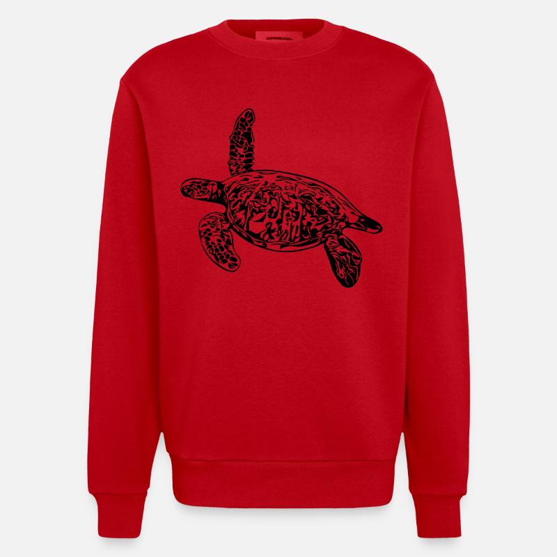 Schildkröte - Vector Design - Heavyweight Oversized Organic Crew Neck Made in EU - Rot