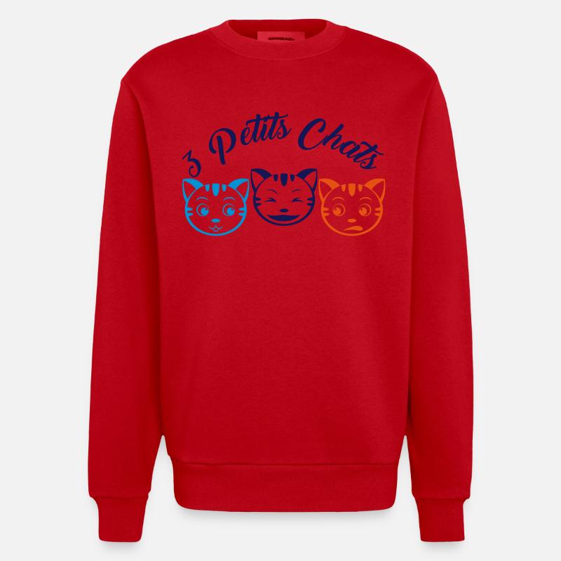 3 Petit chats - Sweat bio épais oversize fabriqué en UE - rouge
