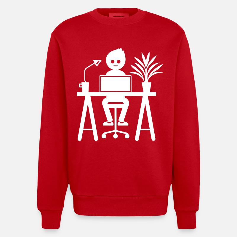 Worker Computer Job - Heavyweight Oversized Organic Crew Neck Made in EU - red