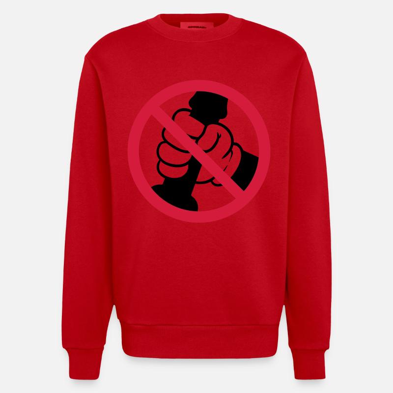 branler affiche interdit - Sweat bio épais oversize fabriqué en UE - rouge