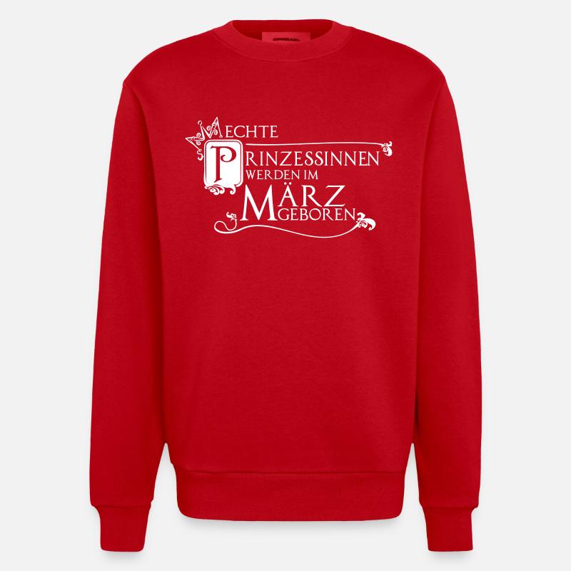 Echte Prinzessinen März Geschenk - Heavyweight Oversized Organic Crew Neck Made in EU - Rot
