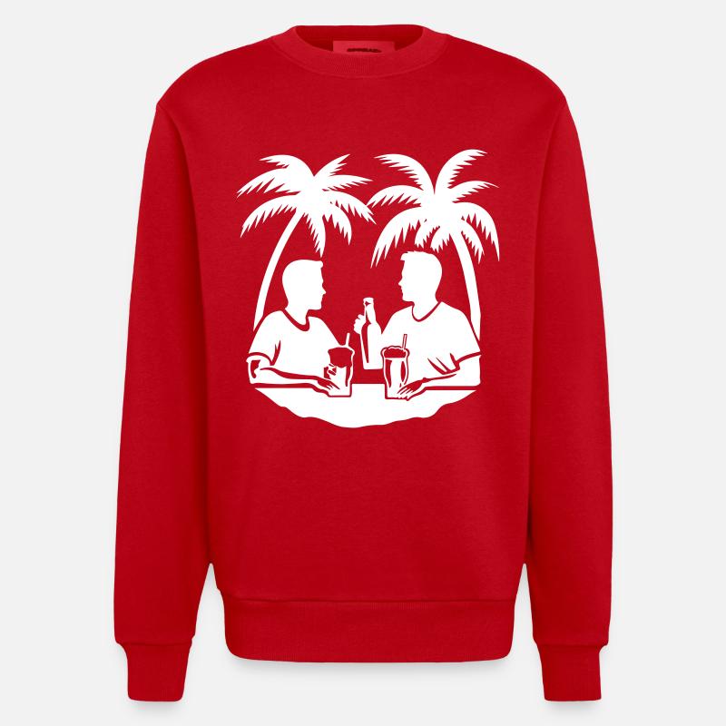 Palm Tree Holiday Team - Heavyweight Oversized Organic Crew Neck Made in EU - red