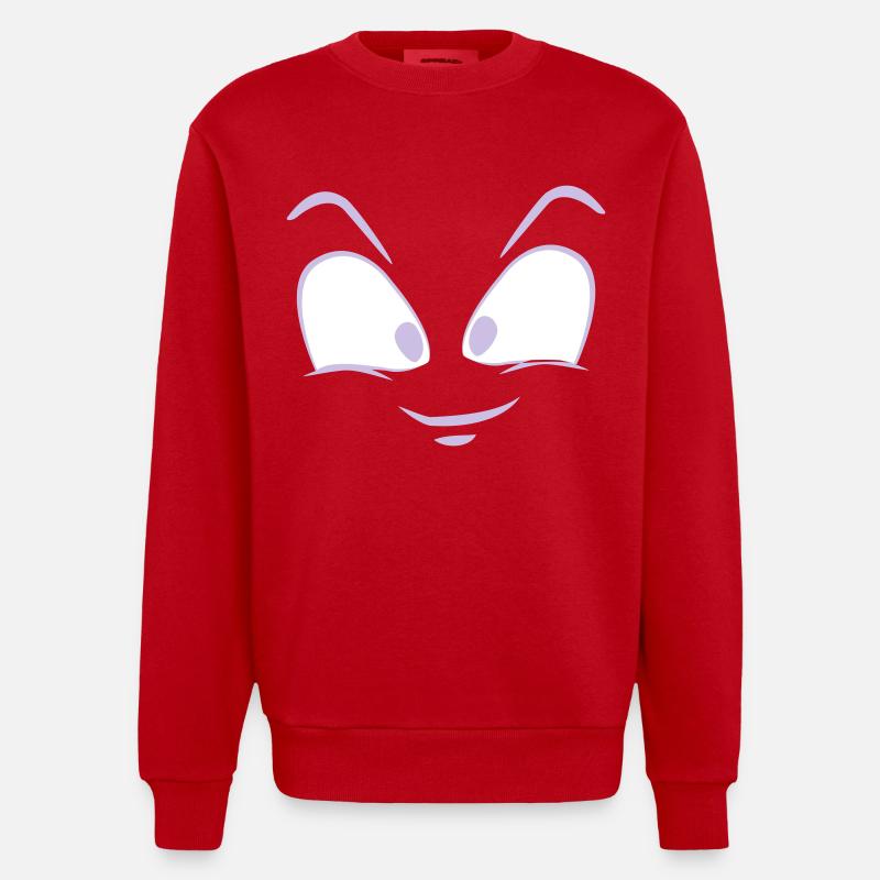 le visage drôles - Sweat bio épais oversize fabriqué en UE - rouge