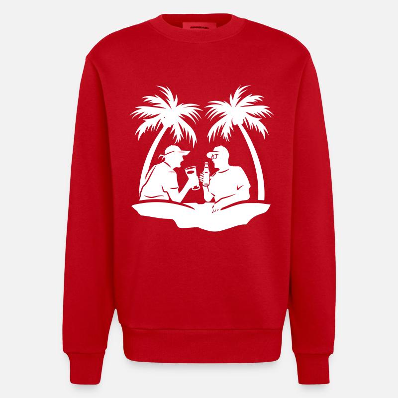 Palmen Urlaub Team Drinks - Heavyweight Oversized Organic Crew Neck Made in EU - Rot