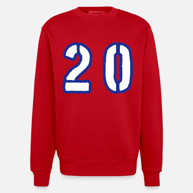 20 Symbole numérique - Sweat bio épais oversize fabriqué en UE - rouge