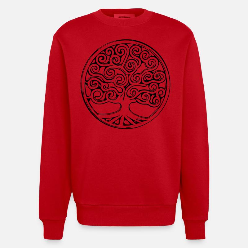 Arbre de vie Mandala Esprit - Sweat bio épais oversize fabriqué en UE - rouge