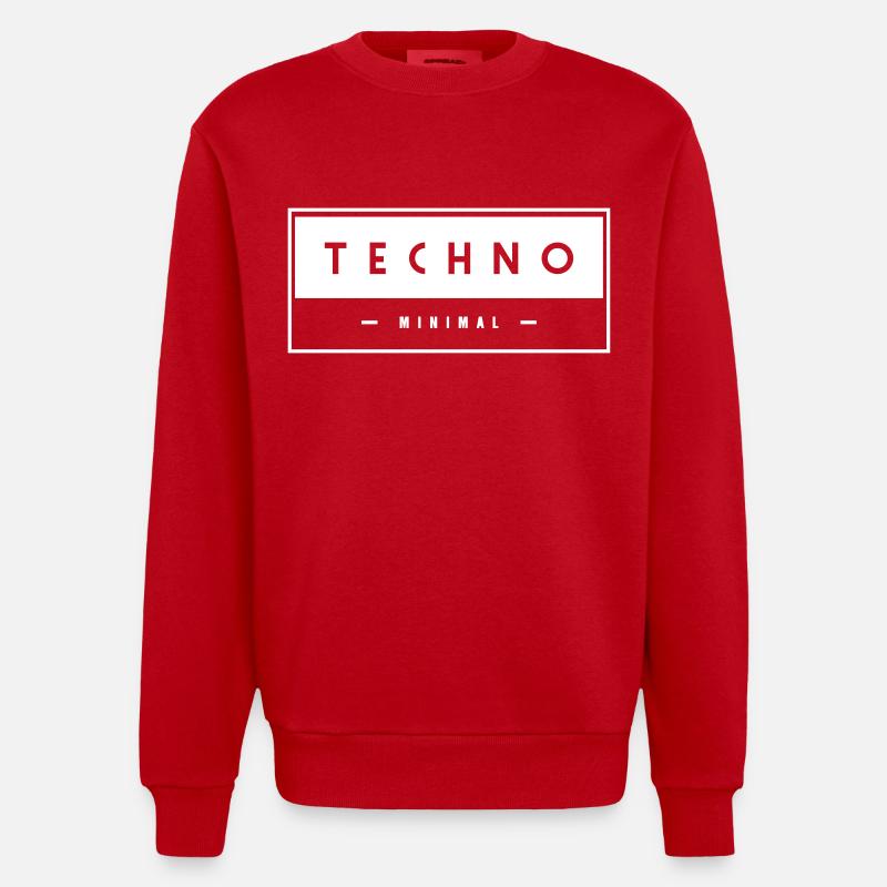 Techno - Minimal - - Sweat bio épais oversize fabriqué en UE - rouge