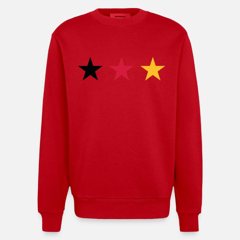 Drei Sterne Deutschlandfahne - Heavyweight Oversized Organic Crew Neck Made in EU - Rot