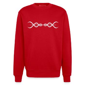 Vecteur Logo Cercles Lignes Arcs - Sweat bio épais oversize fabriqué en UE - rouge - Devant - AI Model Female 172 light (172cm) & AI Model Male 178 light (178cm)