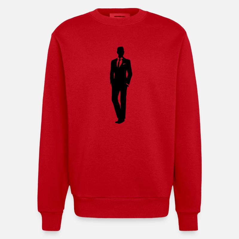 man with suit - Heavyweight Oversized Organic Crew Neck Made in EU - Rot