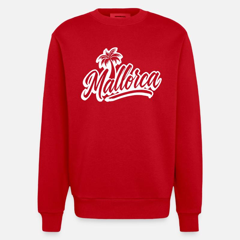 Palmiers de Majorque - Sweat bio épais oversize fabriqué en UE - rouge