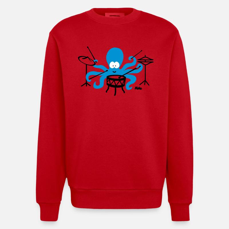 Octopus (c2) - Sweat bio épais oversize fabriqué en UE - rouge