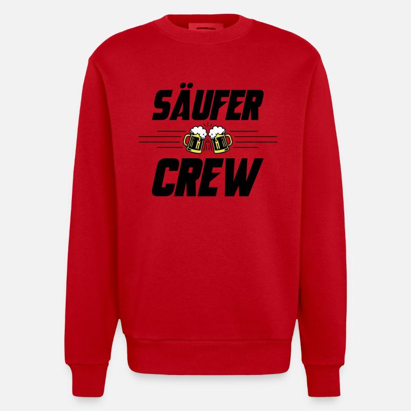 Säufer Crew Bier - Heavyweight Oversized Organic Crew Neck Made in EU - Rot