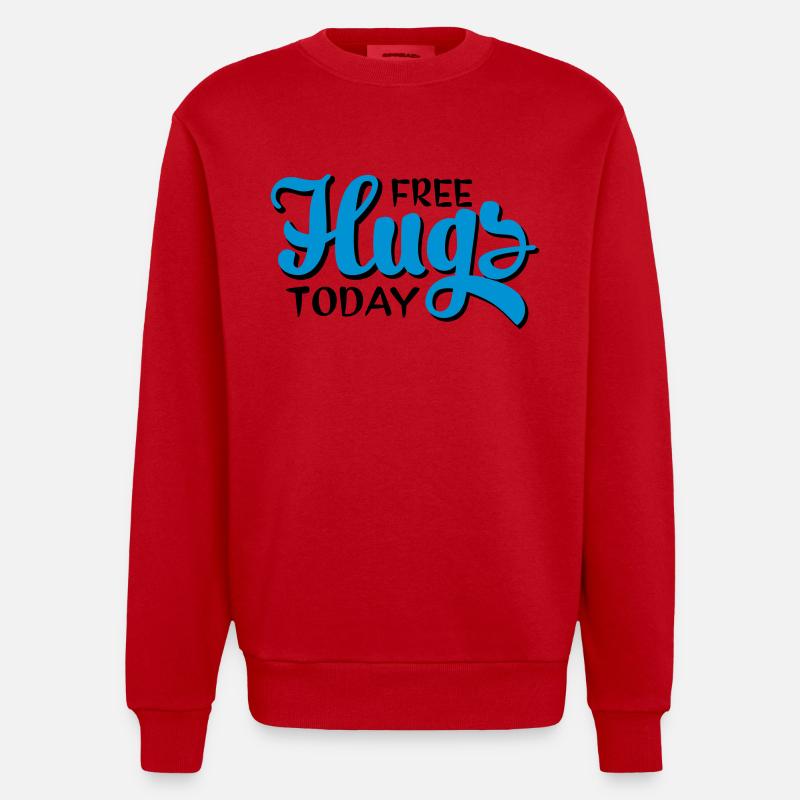 free hugs - Heavyweight Oversized Organic Crew Neck Made in EU - Rot