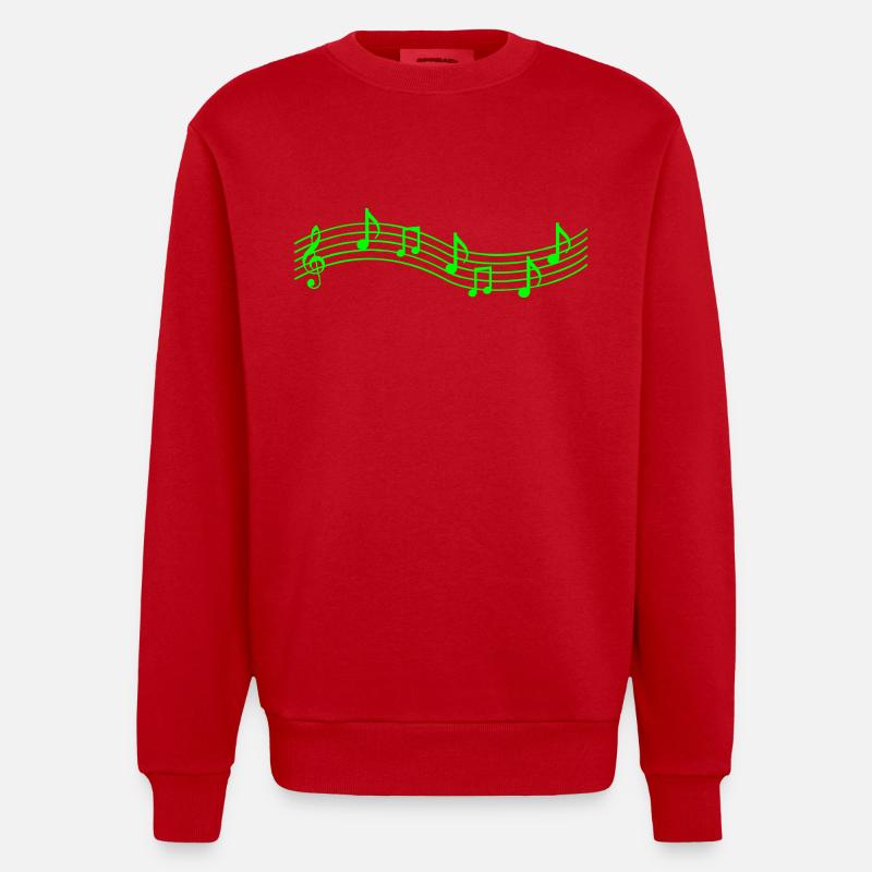 music notes - Heavyweight Oversized Organic Crew Neck Made in EU - red