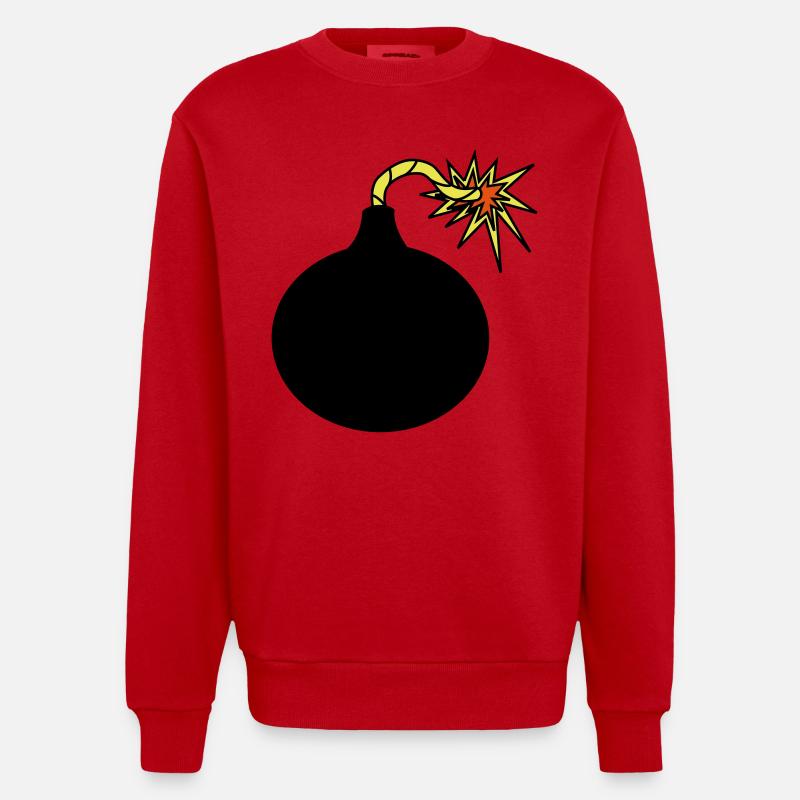 Bombe Zünschnur Geschenkidee Feuer Explosion - Heavyweight Oversized Organic Crew Neck Made in EU - Rot