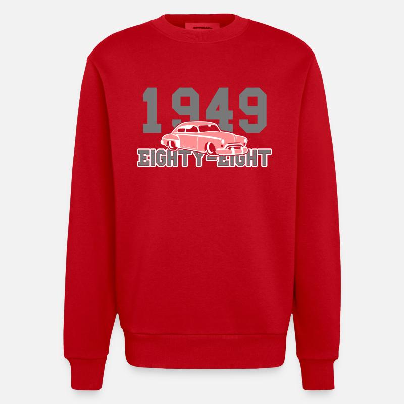 classic Oldsmobile from 1949 - Heavyweight Oversized Organic Crew Neck Made in EU - red