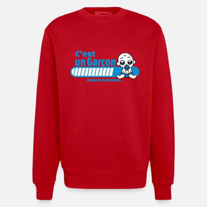 annonce grossesse - c'est un garçon - Sweat bio épais oversize fabriqué en UE - rouge