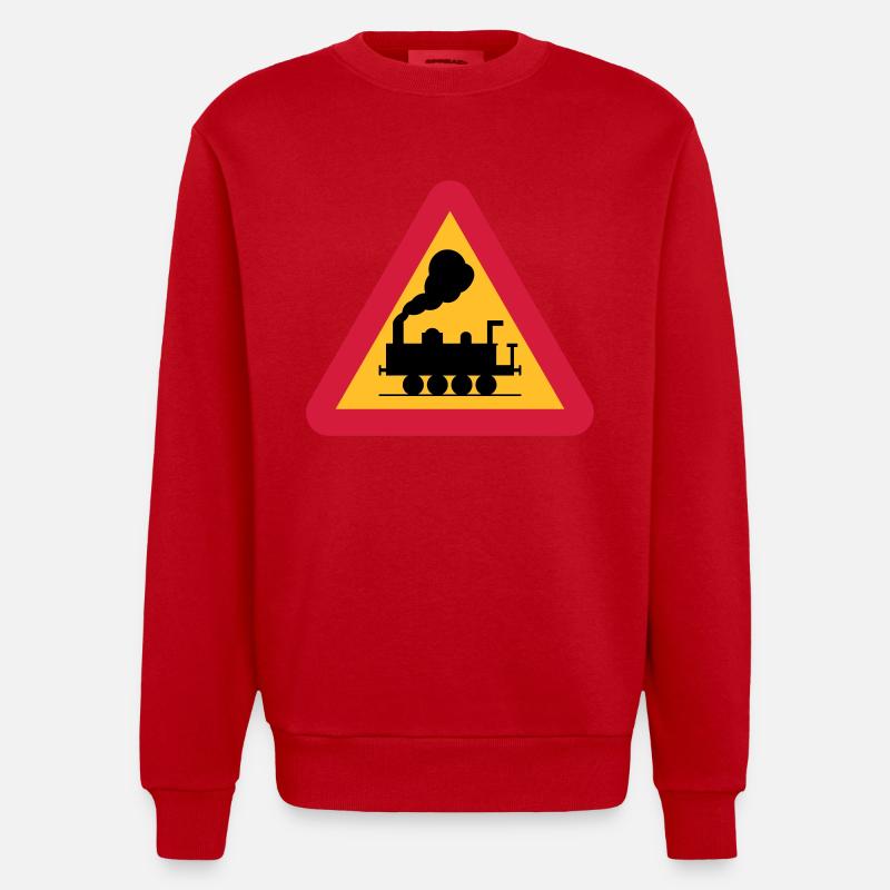 Zug Warnzeichen - Heavyweight Oversized Organic Crew Neck Made in EU - Rot