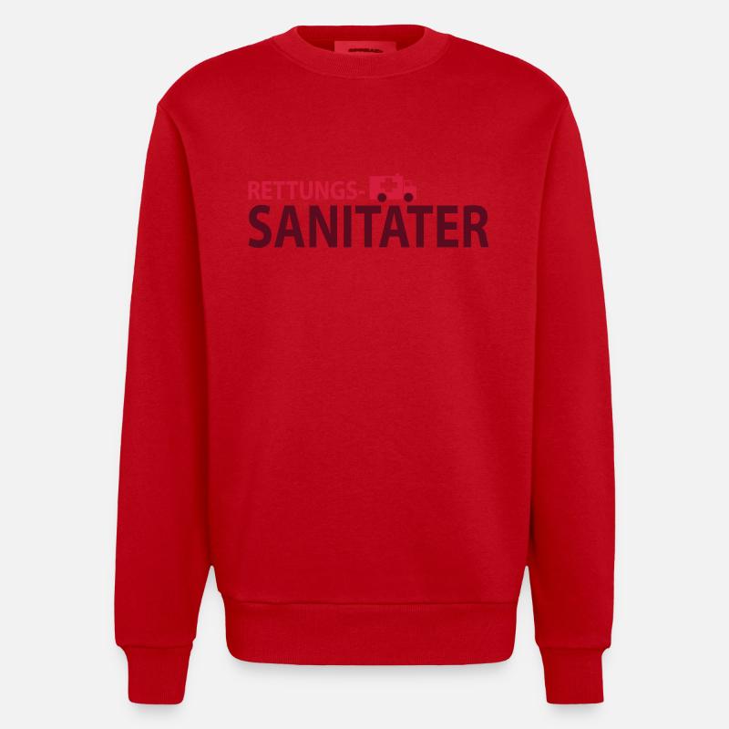 rettungssani2 - Heavyweight Oversized Organic Crew Neck Made in EU - Rot