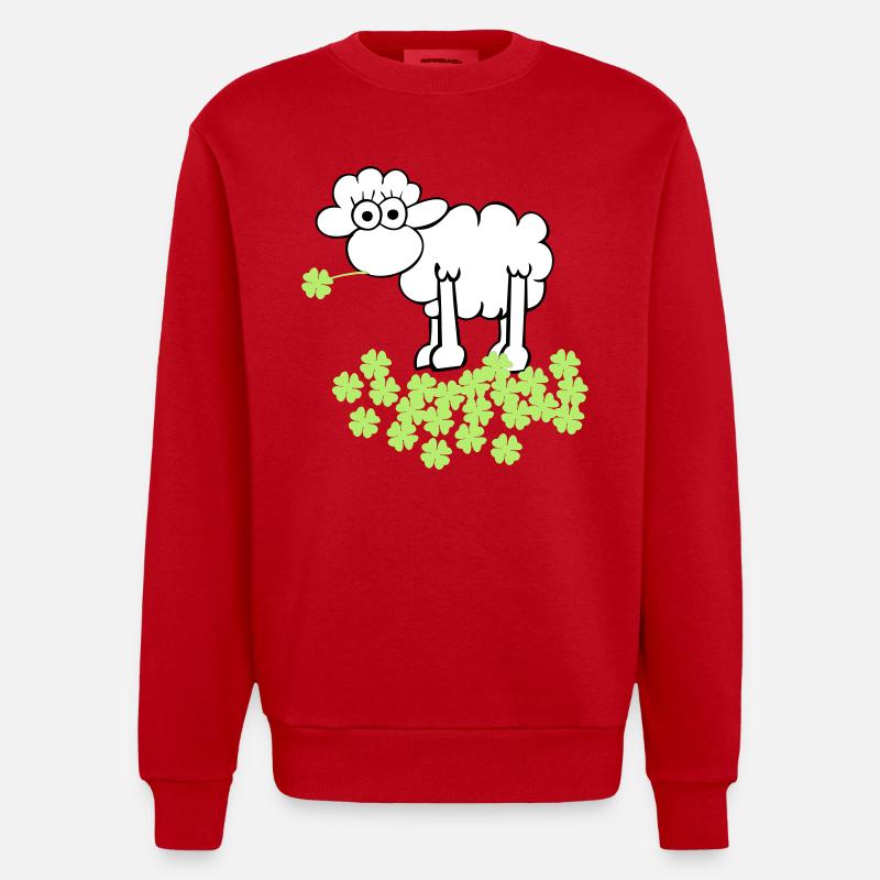 st. Patrick's sheep - Sweat bio épais oversize fabriqué en UE - rouge