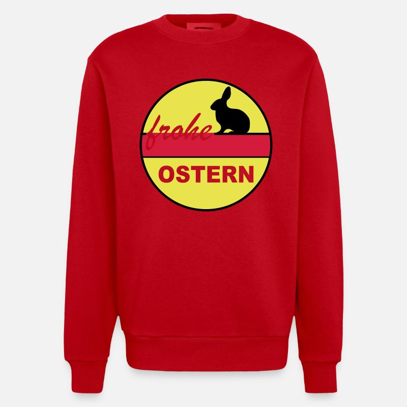 Frohe Ostern 3c - Heavyweight Oversized Organic Crew Neck Made in EU - Rot