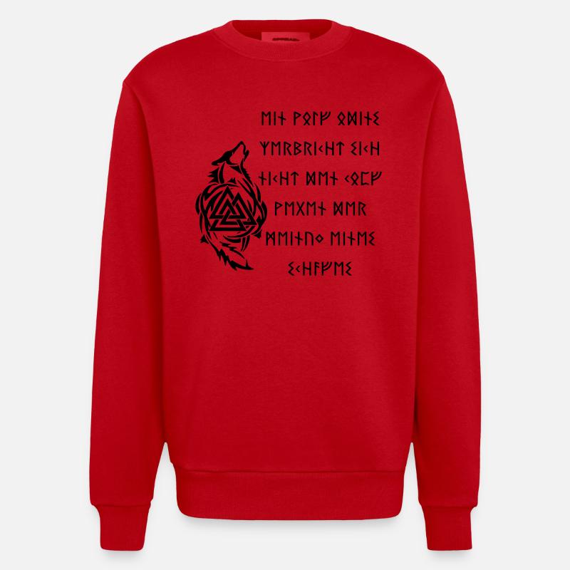 Ein Wolf Odins - Heavyweight Oversized Organic Crew Neck Made in EU - Rot