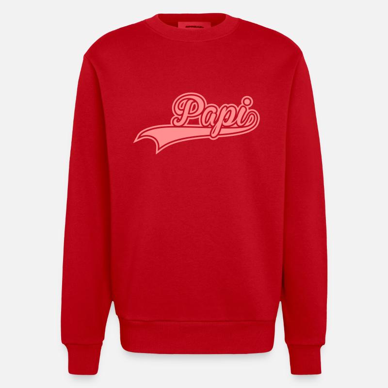papi - Heavyweight Oversized Organic Crew Neck Made in EU - Rot