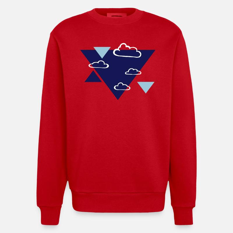 Clouds - printing inks freely selectable - Heavyweight Oversized Organic Crew Neck Made in EU - red