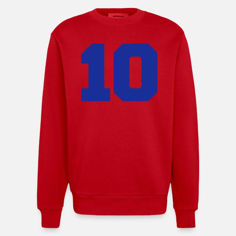 10, Zahlen, Nummer, Rückennummer - Sweat bio épais oversize fabriqué en UE - rouge
