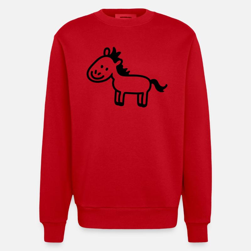 Pony Pferdchen - line - Heavyweight Oversized Organic Crew Neck Made in EU - Rot