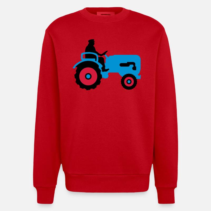 bauer_mit_traktor_032013_b_3c - Sweat bio épais oversize fabriqué en UE - rouge