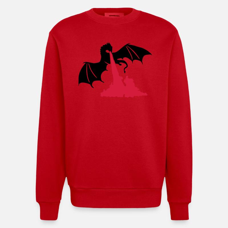 Drache - Heavyweight Oversized Organic Crew Neck Made in EU - Rot
