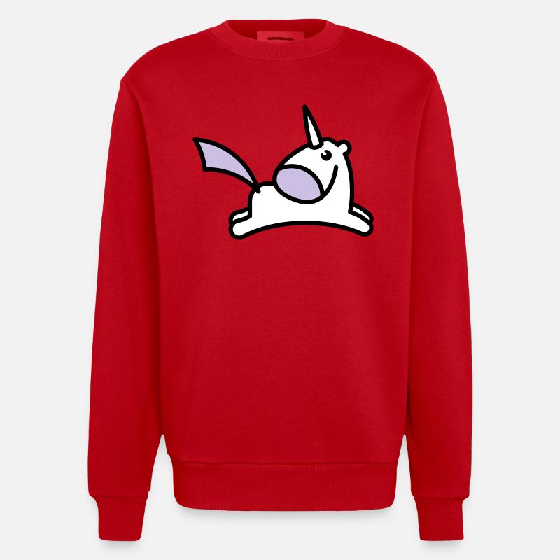 springendes Süßes Einhorn - Heavyweight Oversized Organic Crew Neck Made in EU - Rot
