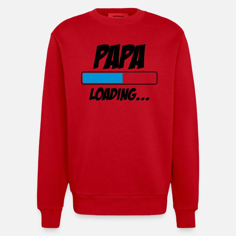 Papa Loading... | Bébé | Naissance | Grossesse - Sweat bio épais oversize fabriqué en UE - rouge