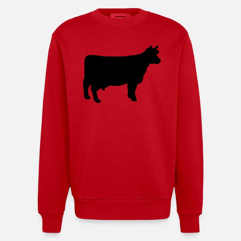 cow - Heavyweight Oversized Organic Crew Neck Made in EU - red