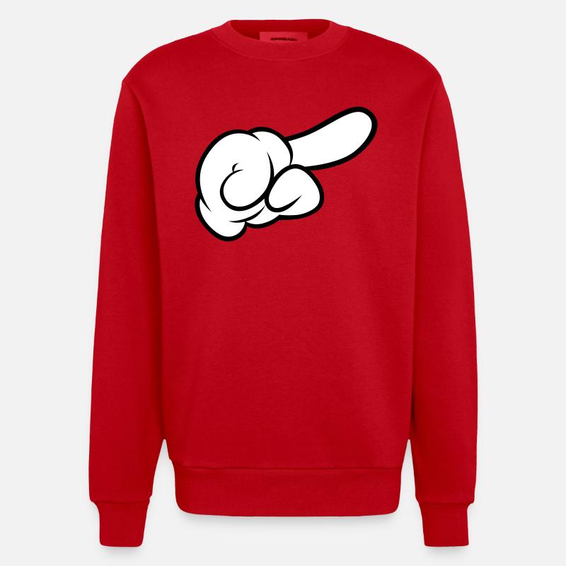 Comic Hand Pointing (Right) - Sweat bio épais oversize fabriqué en UE - rouge