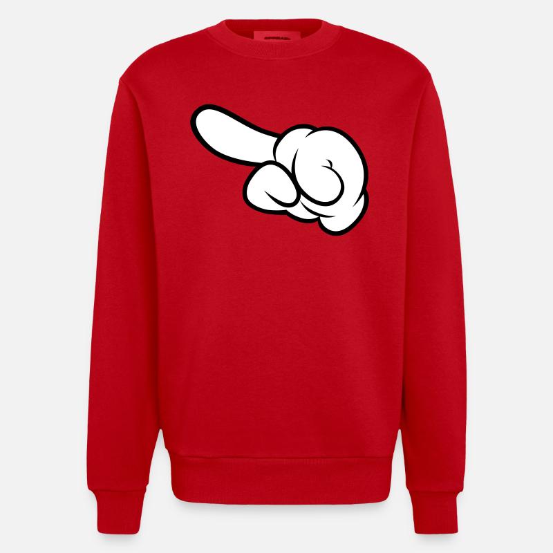 Comic Hand Pointing (Left) - Heavyweight Oversized Organic Crew Neck Made in EU - red